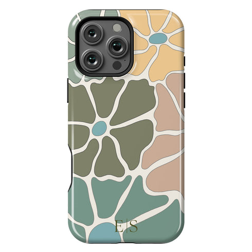 Custom Initials Abstract Flowers iPhone Case - V2